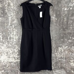 NEW Ann Taylor LOFT Size 6 Sleeveless Mini Wrap Dress Black Zip Stretch